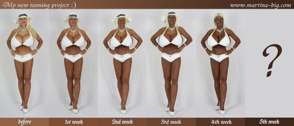 Progression shot showing Martina Big's tanning project